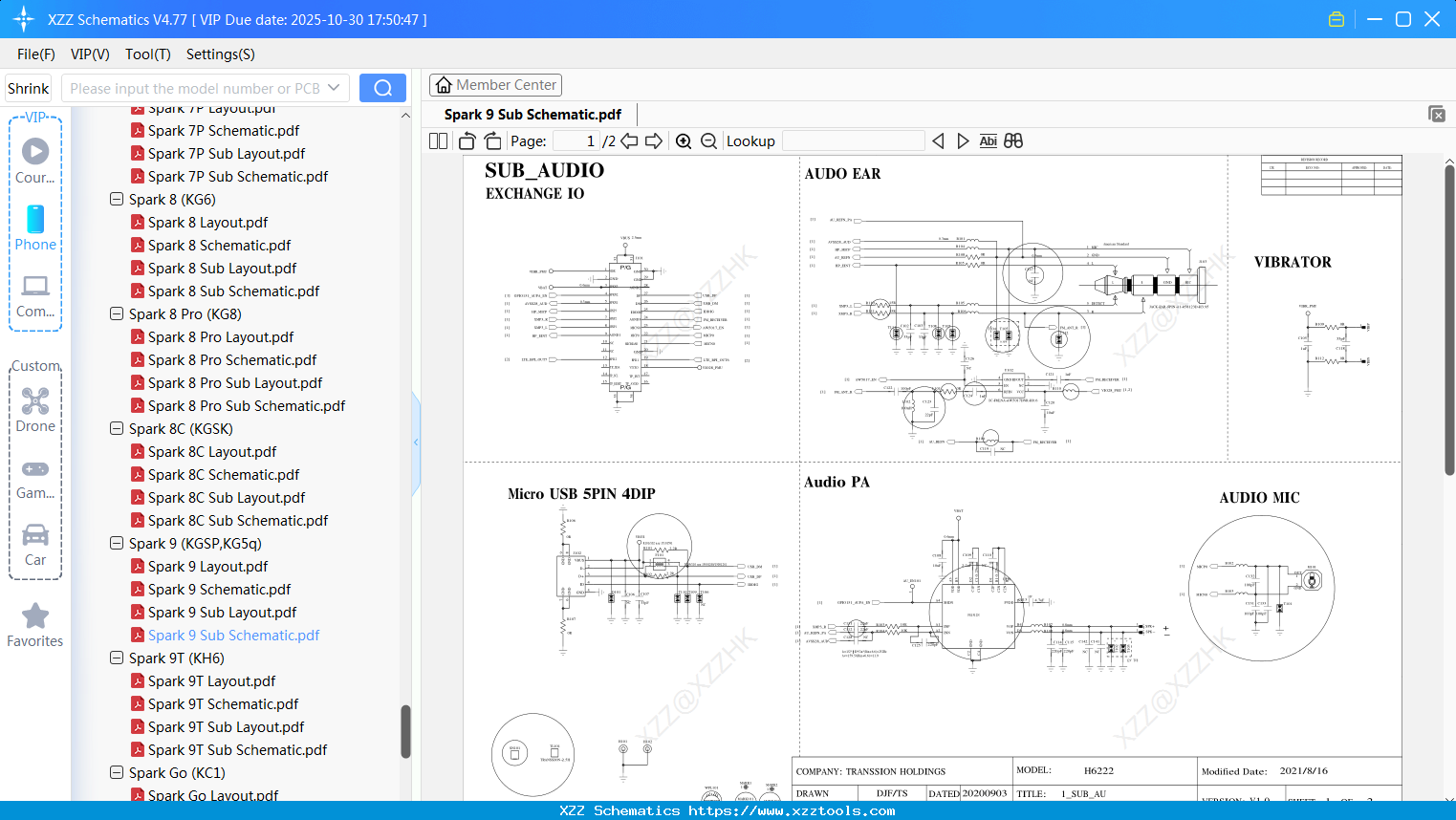 Tecno Spark 9 Sub Schematic